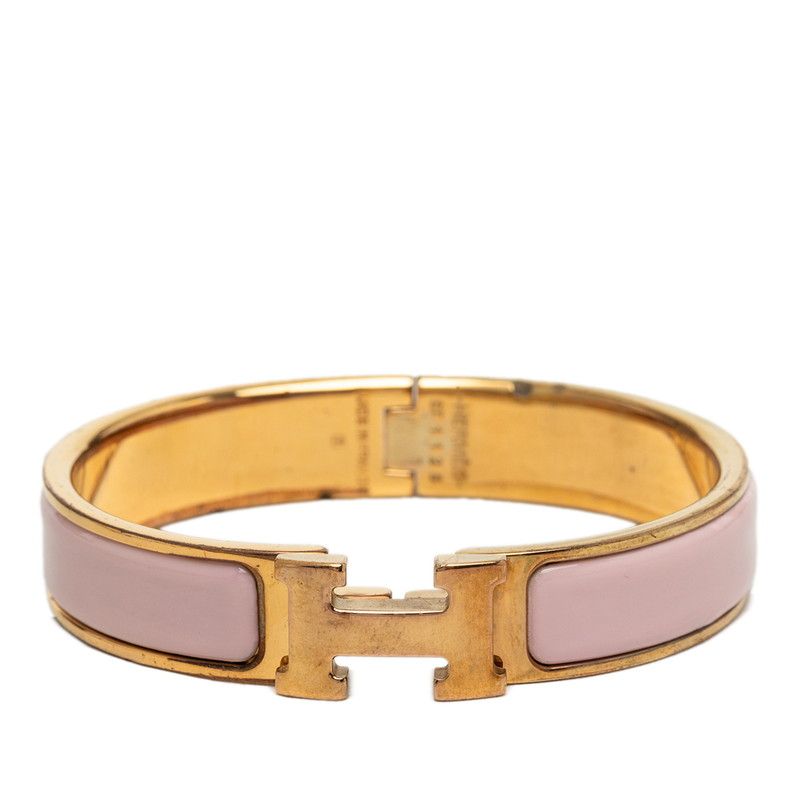 Hermes Click PM Bracelet Gold Pink Plated Enamel