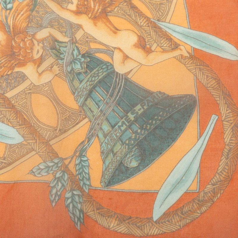 Hermes Carre 45 Amore Amours Scarf Orange Multicolor Silk — view 6
