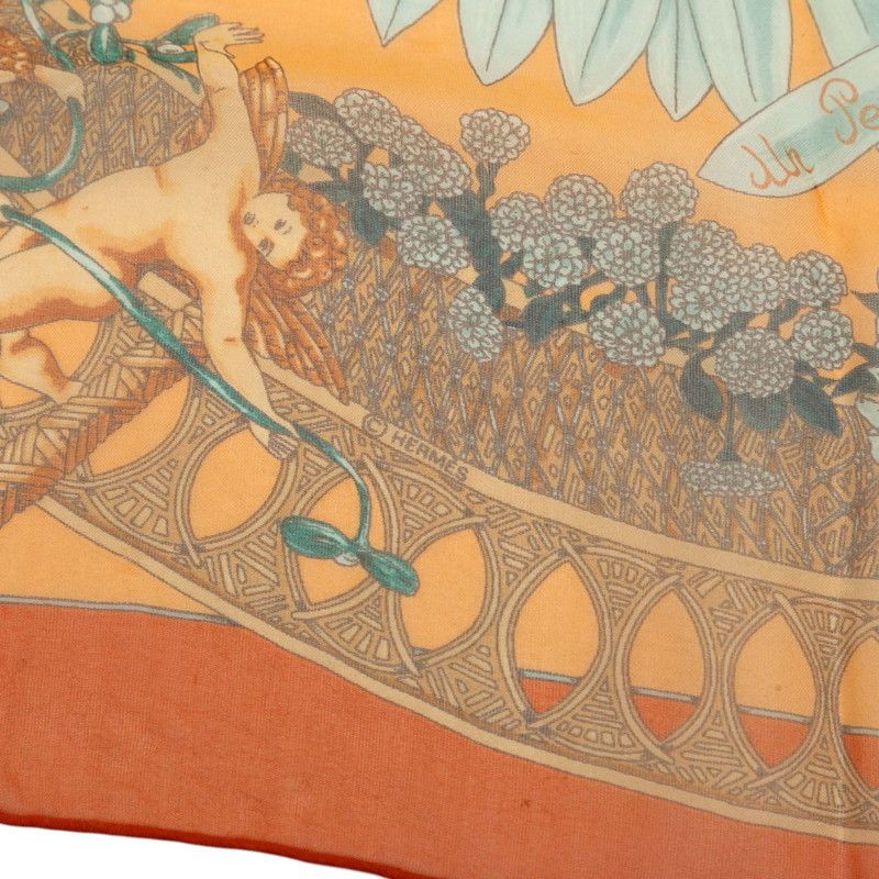 Hermes Carre 45 Amore Amours Scarf Orange Multicolor Silk — view 4