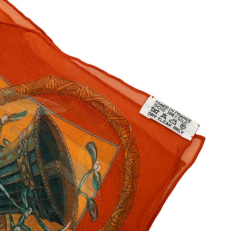 Hermes Carre 45 Amore Amours Scarf Orange Multicolor Silk — view 7