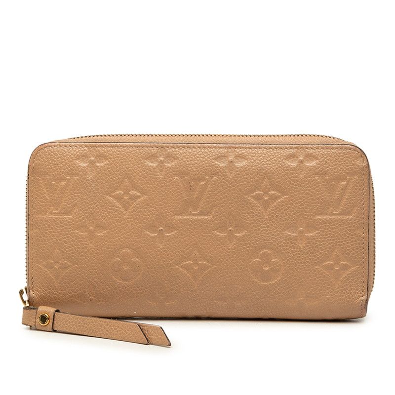 Louis Vuitton Monogram Empreinte Zippy Wallet Zip Around M Beige Leather