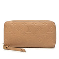 Louis Vuitton Monogram Empreinte Zippy Wallet Zip Around M Beige Leather