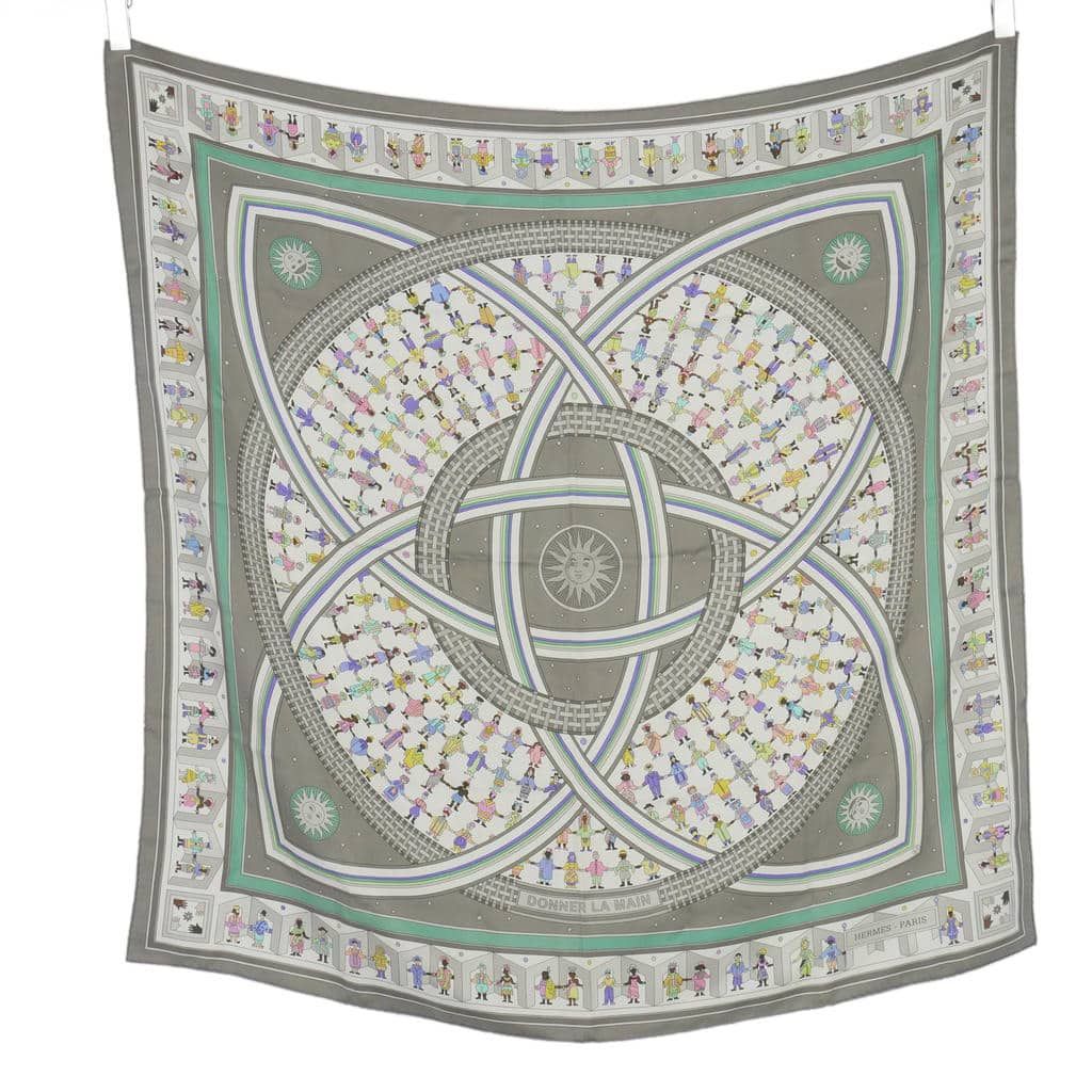 Hermes Scarf Carre 90 Donner la Silk Gray Multicolor