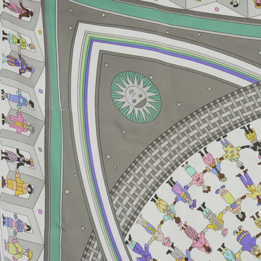Hermes Scarf Carre 90 Donner la Silk Gray Multicolor — view 3