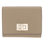 Fendi Selleria Peekaboo Leather Card Case Beige