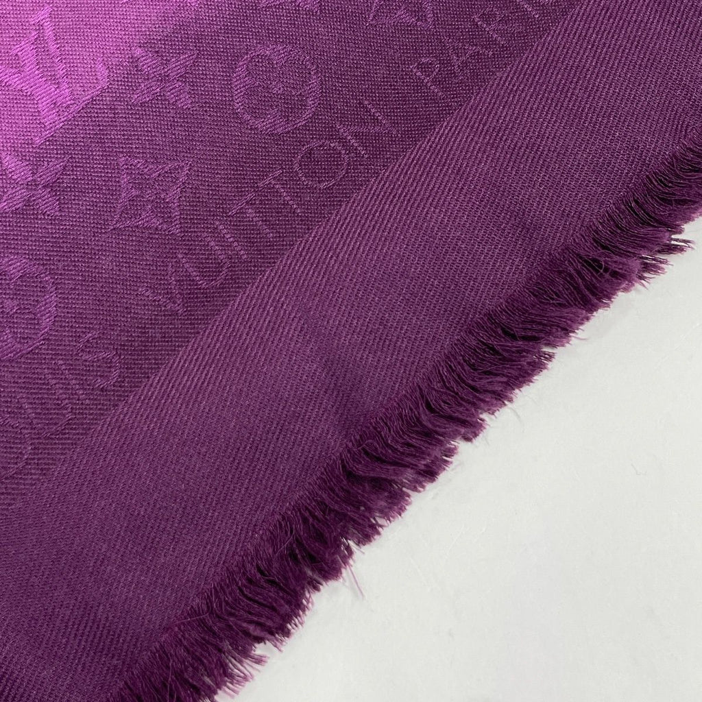 Louis Vuitton Shawl Monogram Silk Wool Pink Purple Scarf — view 6