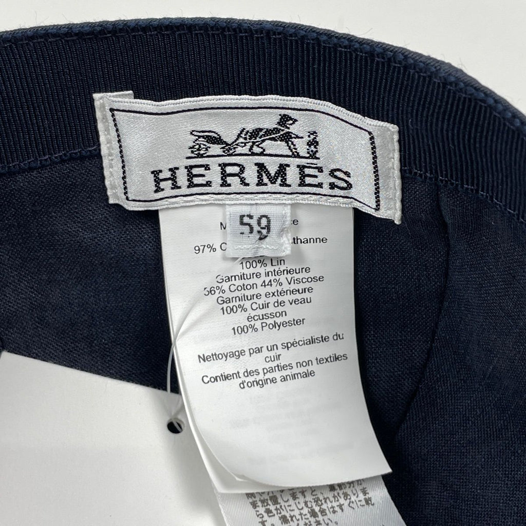 Hermes Celia Cap Hat Cotton Polyurethane Navy — view 6