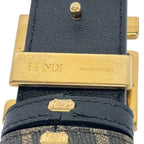 Fendi Belt Dark Brown Gold Zucca Pattern Reversible FF Square Leather — view 4