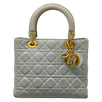 Dior Handbag Lady Light Blue Lambskin