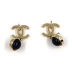 Chanel CC Logo Bicolor Costume Pearl Swing Faux Resin Gold Black White Earrings — view 5