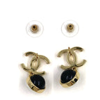 Chanel CC Logo Bicolor Costume Pearl Swing Faux Resin Gold Black White Earrings — view 7