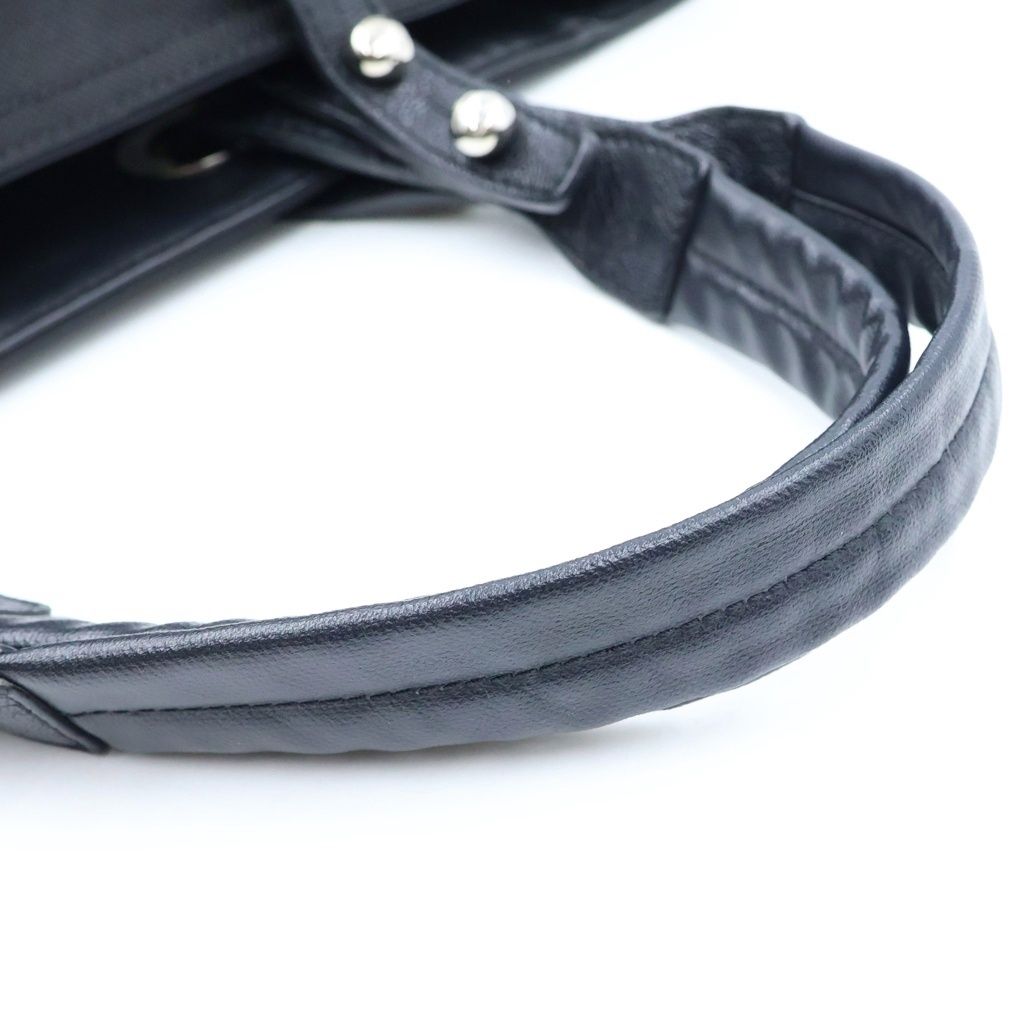 Chanel Paris Biarritz Tote Bag Black Leather Mesh 40 Silver — view 7