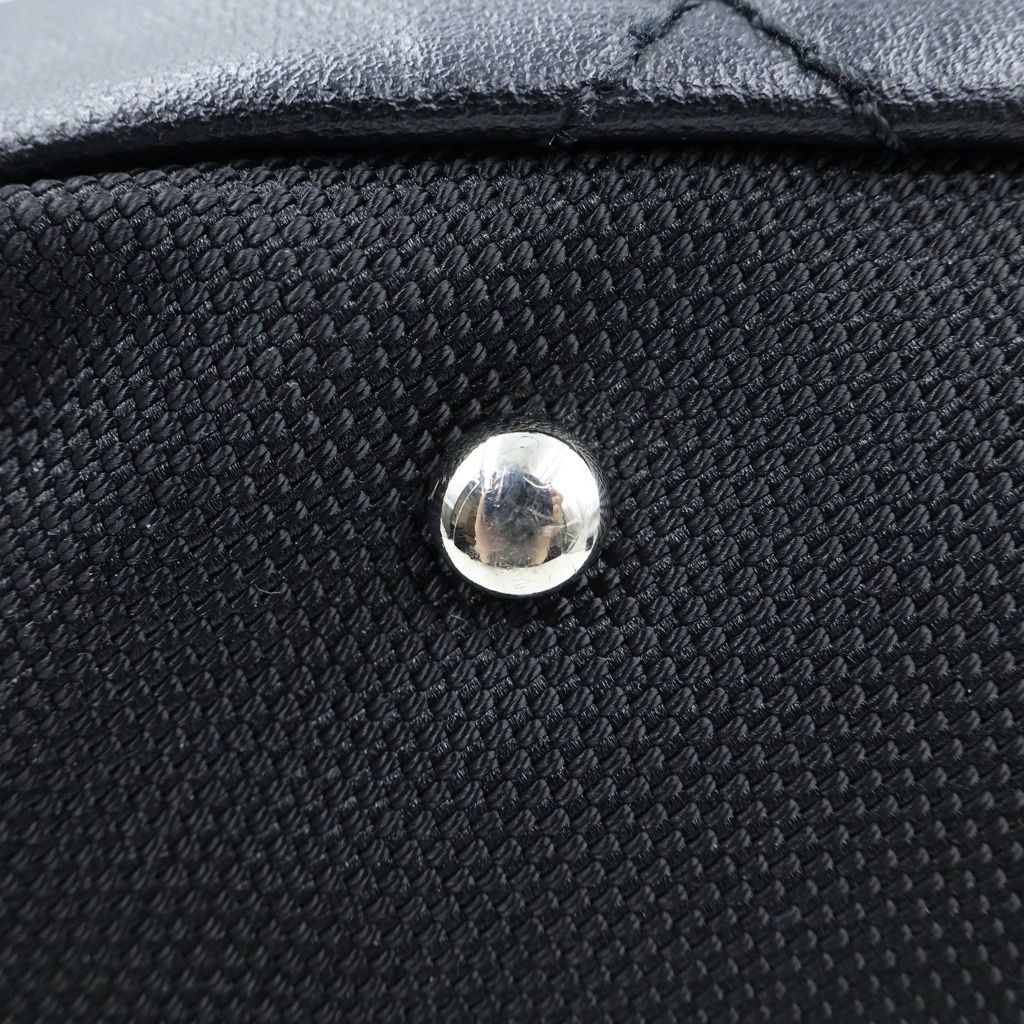 Chanel Paris Biarritz Tote Bag Black Leather Mesh 40 Silver — view 6