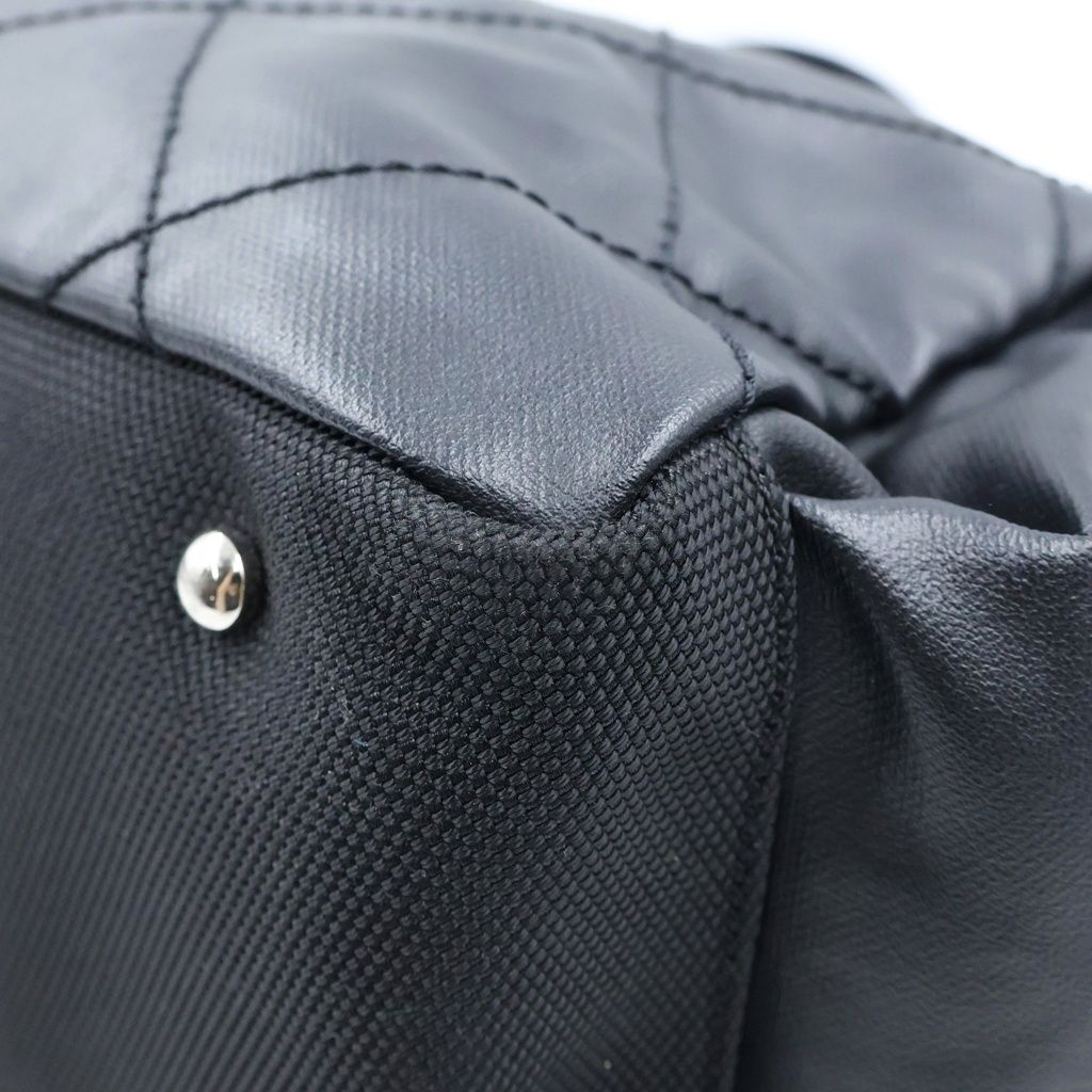 Chanel Paris Biarritz Tote Bag Black Leather Mesh 40 Silver — view 5