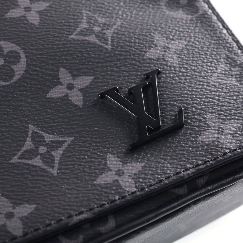 Louis Vuitton Monogram Eclipse District PM Shoulder Bag Black Leather Silver — view 6