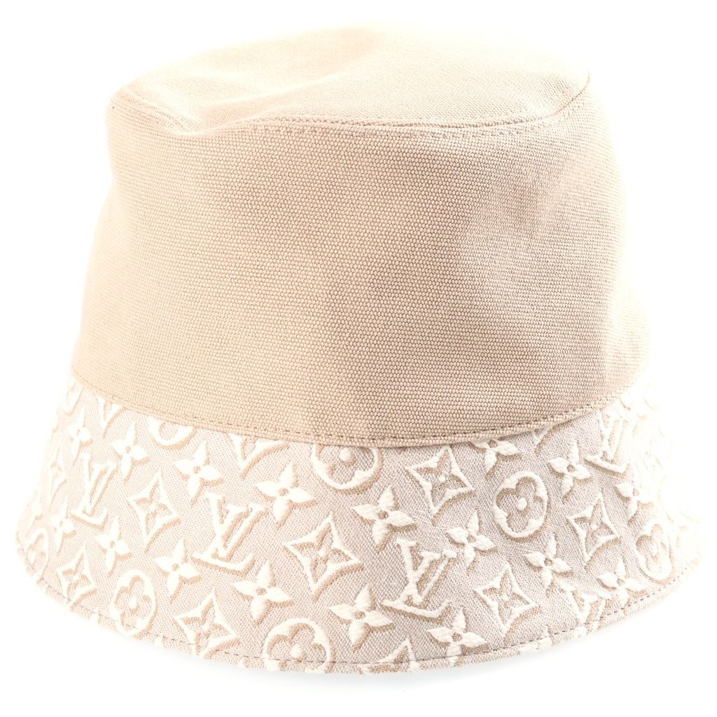 Louis Vuitton 26 SS Bucket Hat Monogram Emblem Hat Beige
