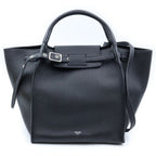 Celine Big Small Leather 2-Way Hand Shoulder Tote Bag Silver Black