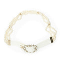 Chanel CC Leather and Chain Pearl Belt White Faux Pearla