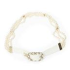 Chanel CC Leather and Chain Pearl Belt White Faux Pearla