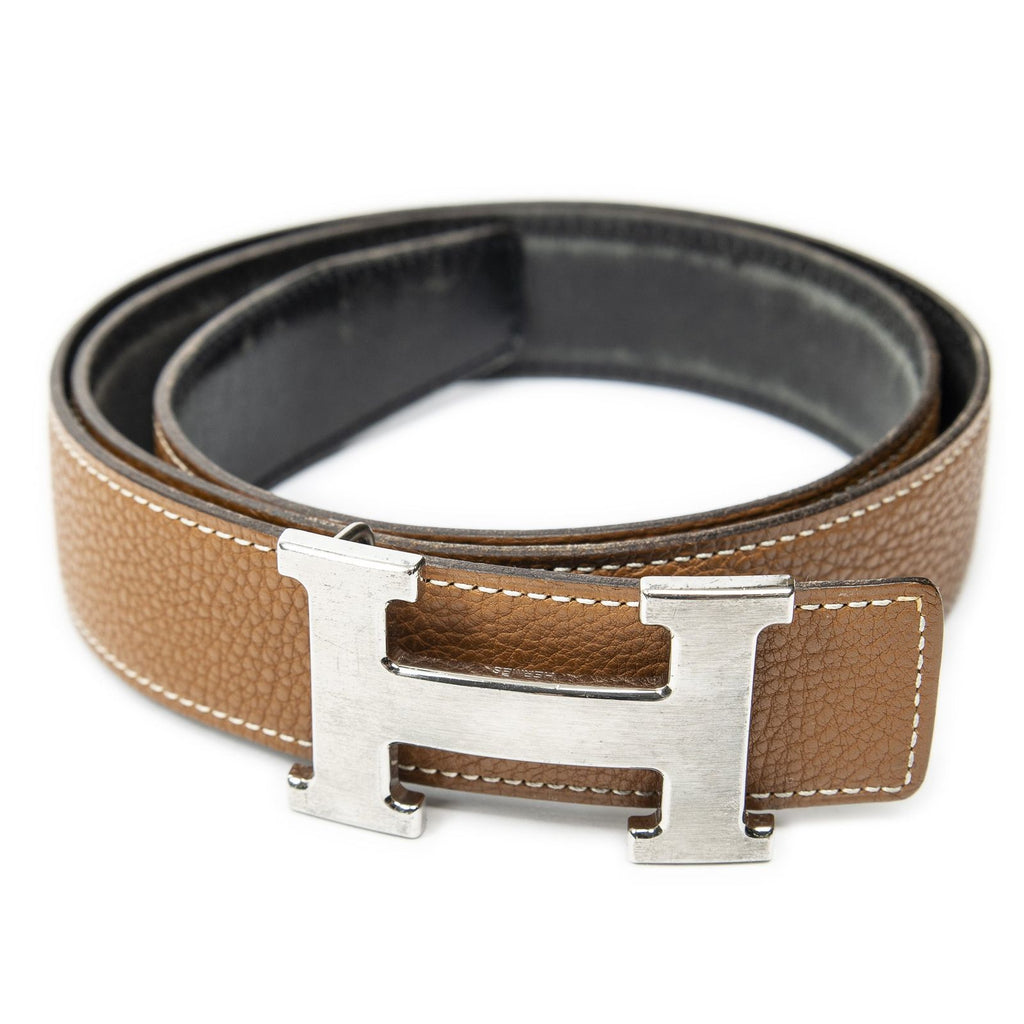 Hermes Constance Belt 32 Black Brown Togo Leather — view 2