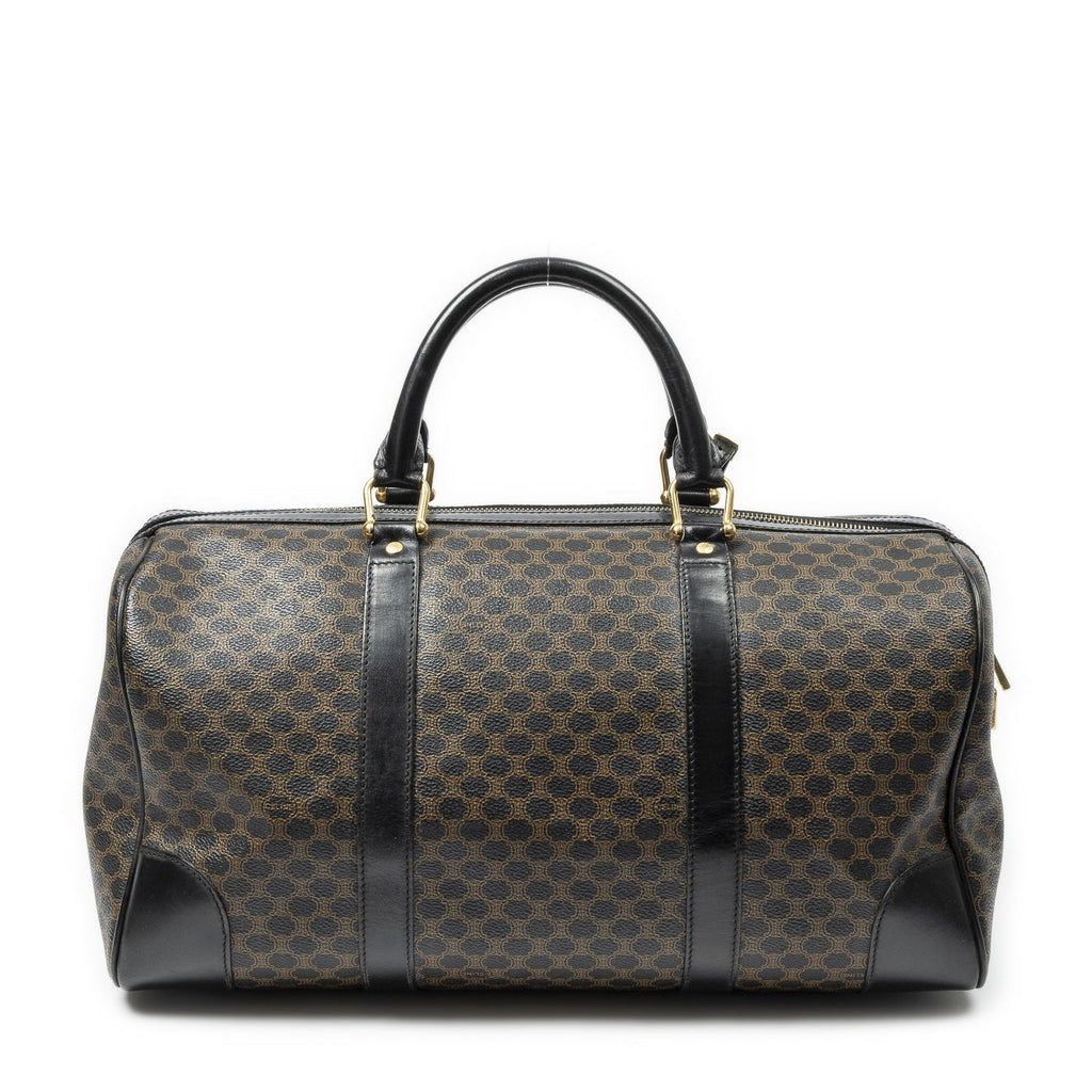 Celine Boston Black Brown Macadam Canvas Handbag — view 5