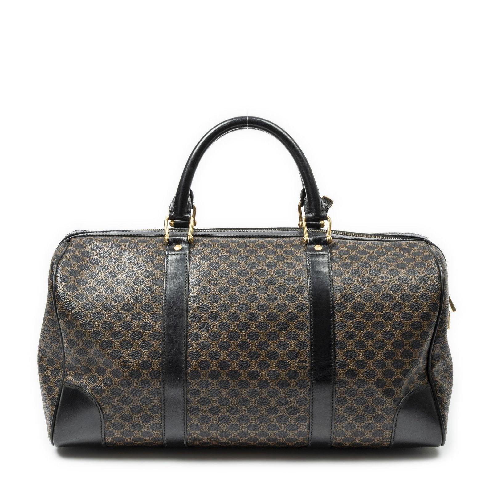 Celine Boston Black Brown Macadam Canvas Handbag — view 5