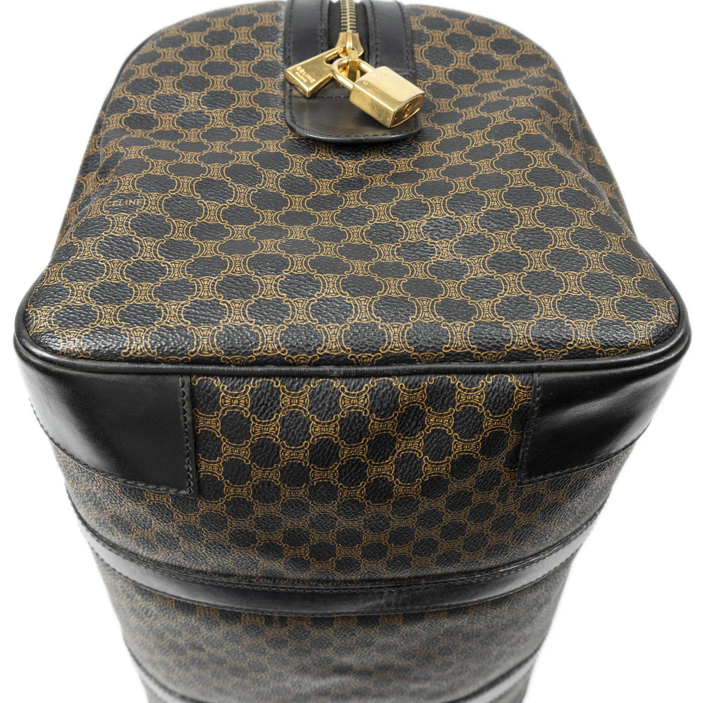 Celine Boston Black Brown Macadam Canvas Handbag — view 8