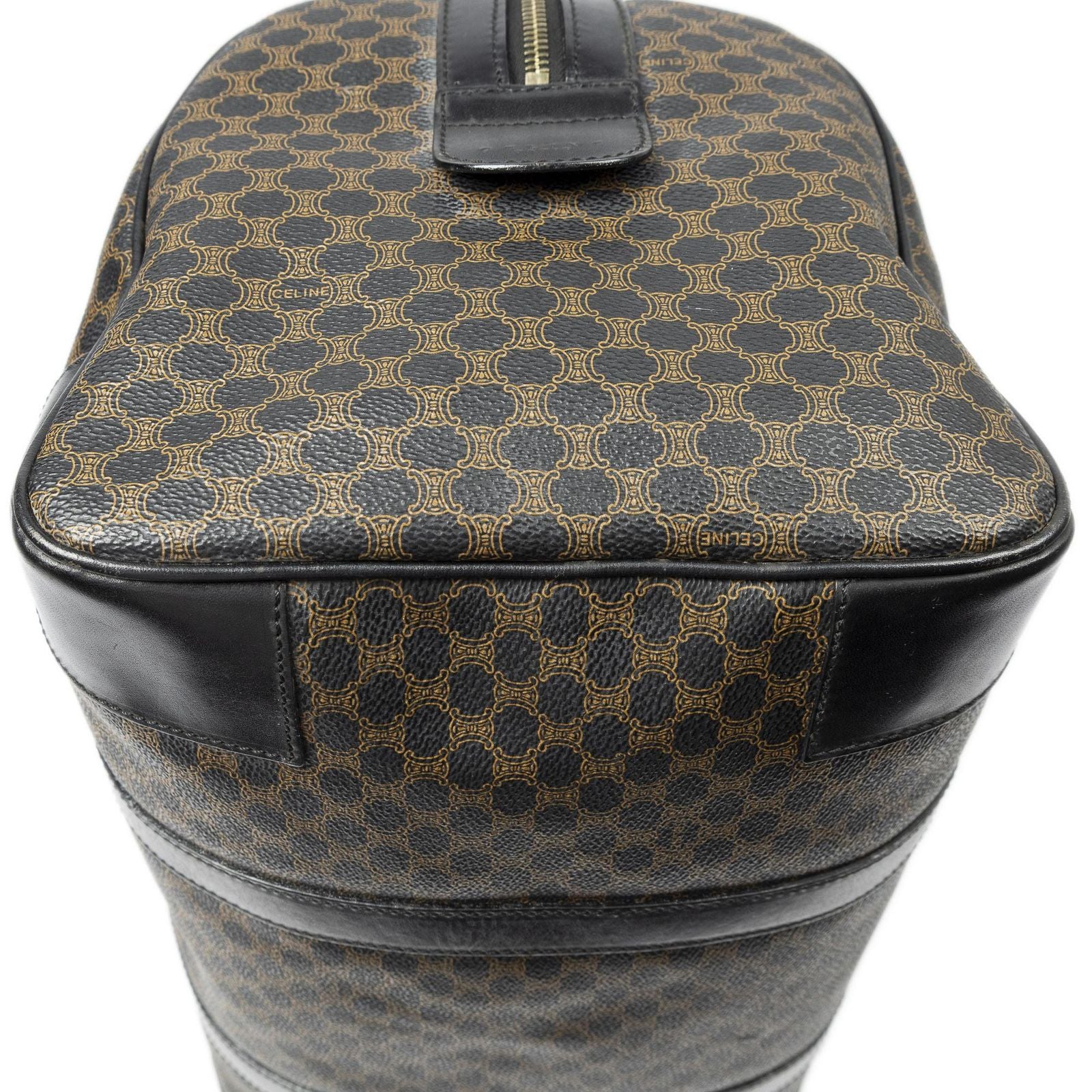 Celine Boston Black Brown Macadam Canvas Handbag — view 7