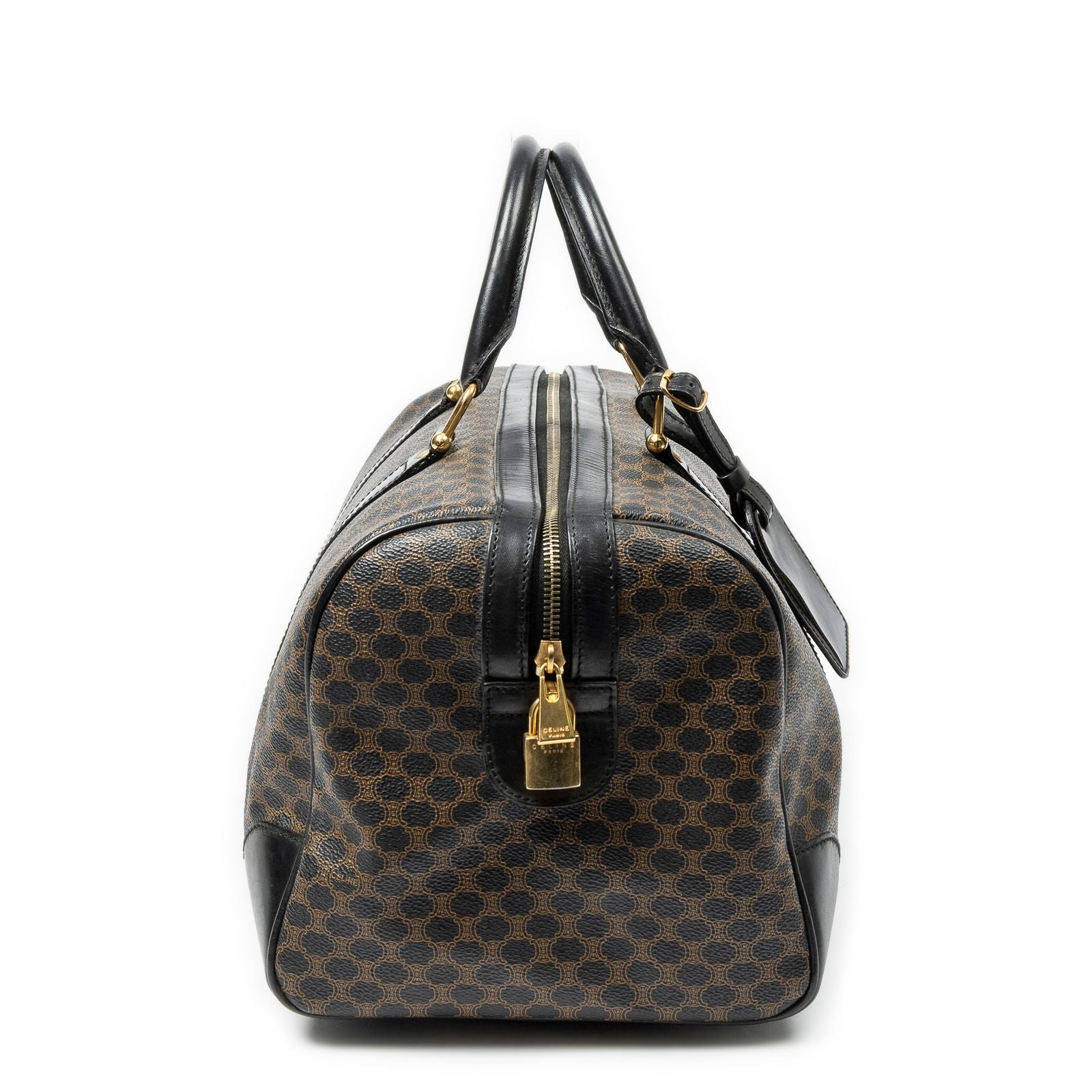 Celine Boston Black Brown Macadam Canvas Handbag — view 4