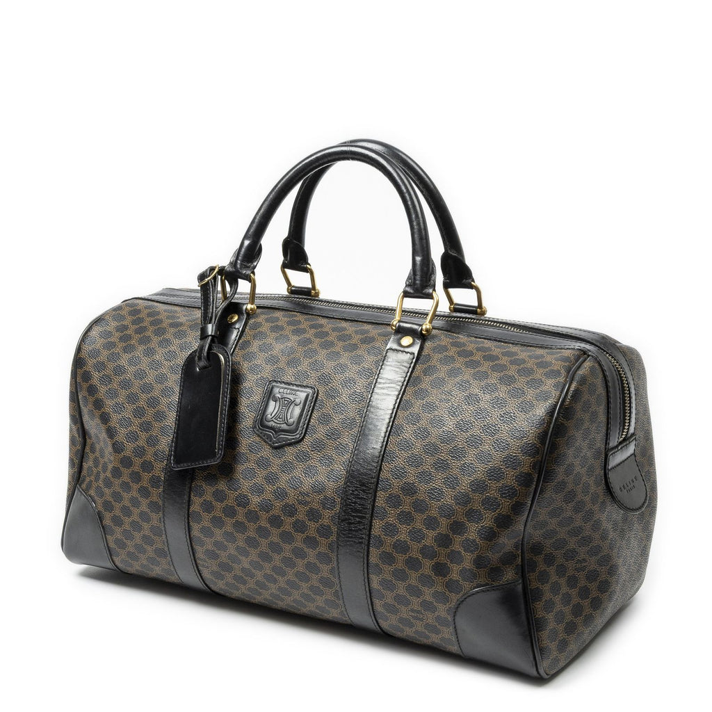 Celine Boston Black Brown Macadam Canvas Handbag — view 2