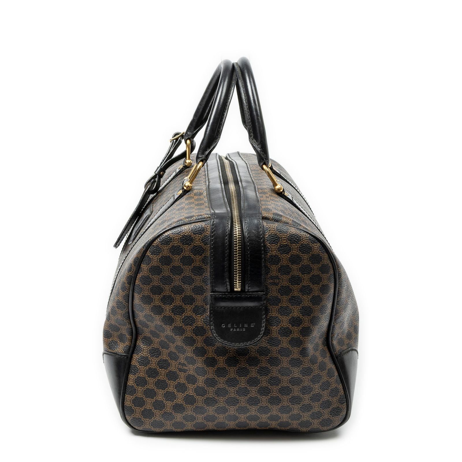Celine Boston Black Brown Macadam Canvas Handbag — view 3