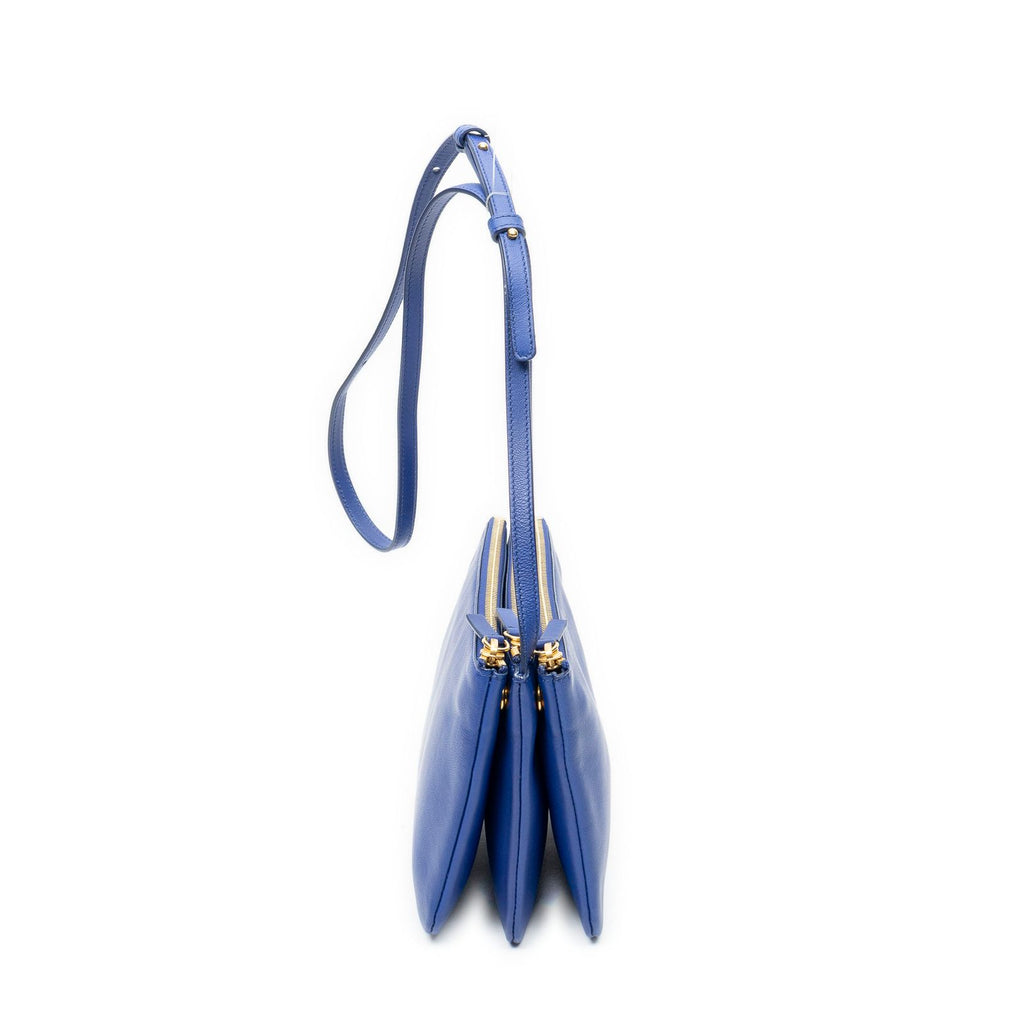 Celine Small Trio Crossbody Navy Calfskin Leather — view 4