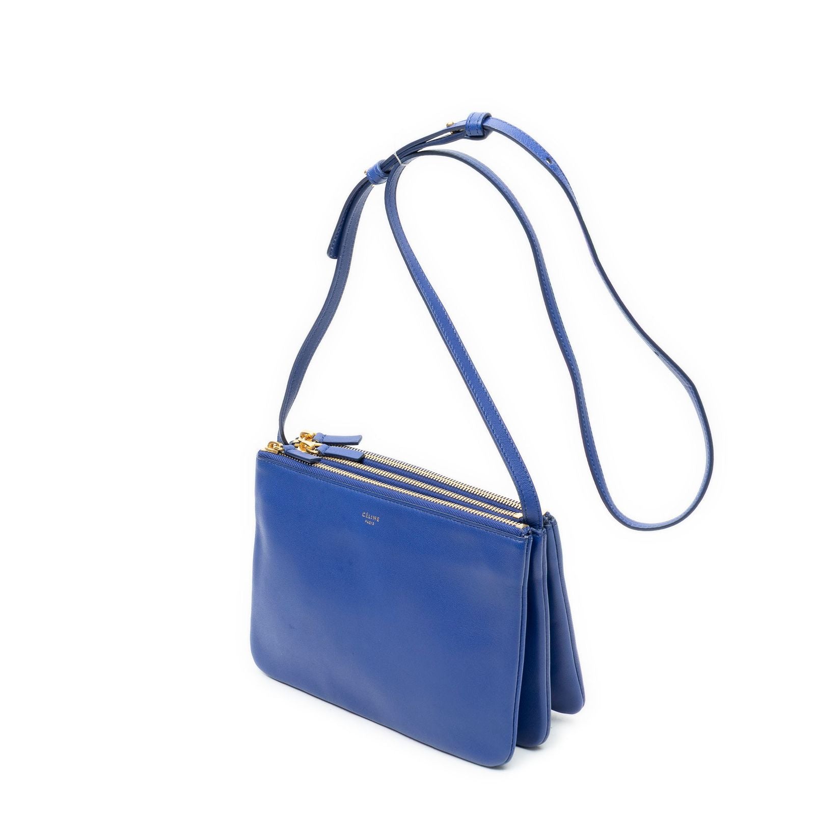 Celine Small Trio Crossbody Navy Calfskin Leather — view 2