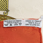 Hermes Scarf Red Gold Beige 100% Jacquard Silk — view 5