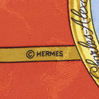 Hermes Scarf Red Gold Beige 100% Jacquard Silk — view 4