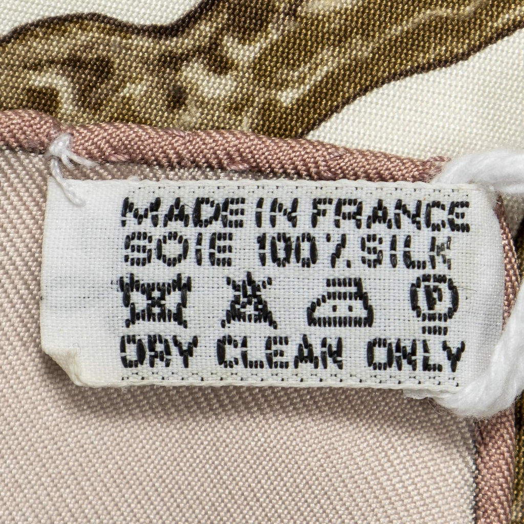 Hermes Scarf Light Pink Green Brown Silk — view 5