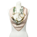 Hermes Scarf Light Pink Green Brown Silk