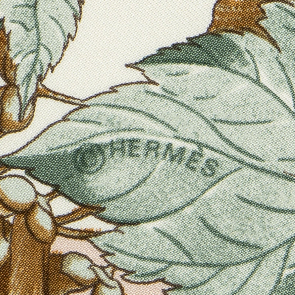 Hermes Scarf Light Pink Green Brown Silk — view 4