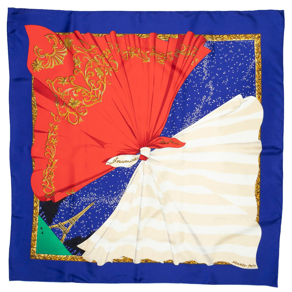 Hermes Scarf Blue Red Twill Silk — view 2