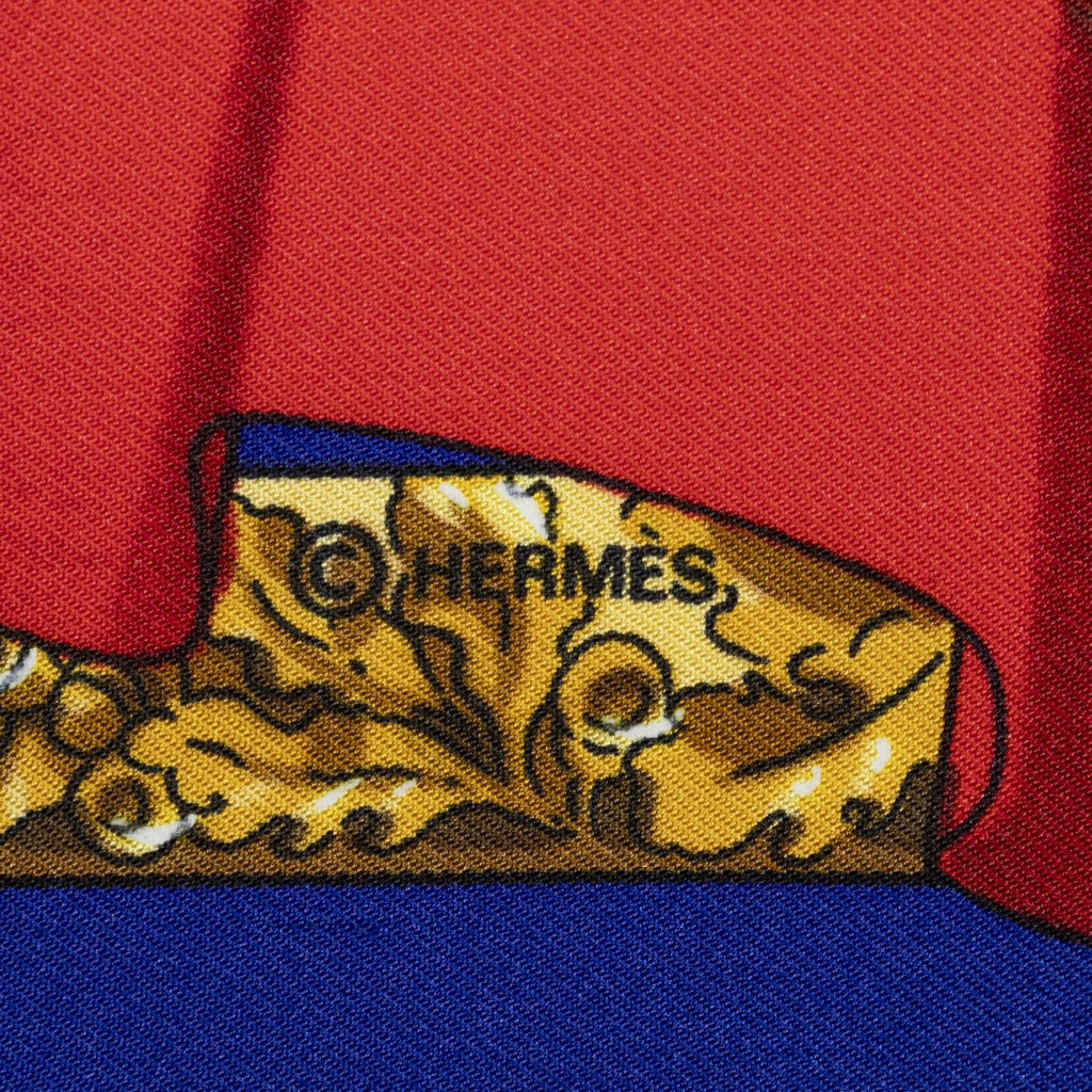 Hermes Scarf Blue Red Twill Silk — view 4