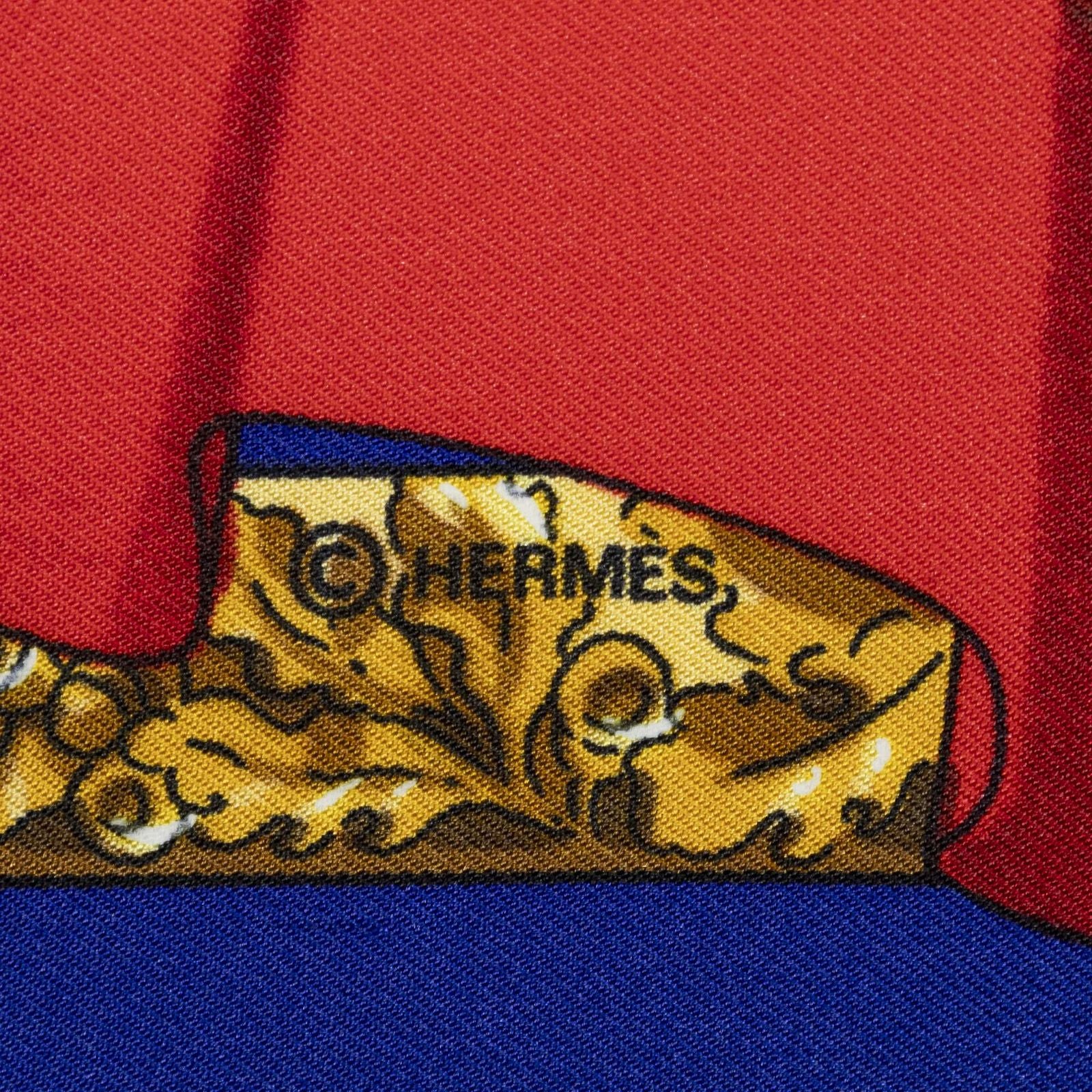 Hermes Scarf Blue Red Twill Silk — view 4