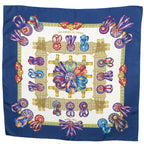 Hermes Scarf Blue Ivory Gold Silk — view 2