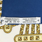 Hermes Scarf Blue Ivory Gold Silk — view 5