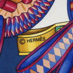 Hermes Scarf Blue Ivory Gold Silk — view 4