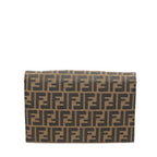 Fendi Push Lock Chain Flap Clutch Brown Black Zucca Canvas — view 5