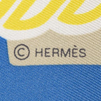 Hermes Scarf Light Blue Yellow Green Silk — view 4