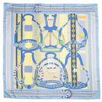 Hermes Scarf Light Blue Yellow Green Silk — view 2