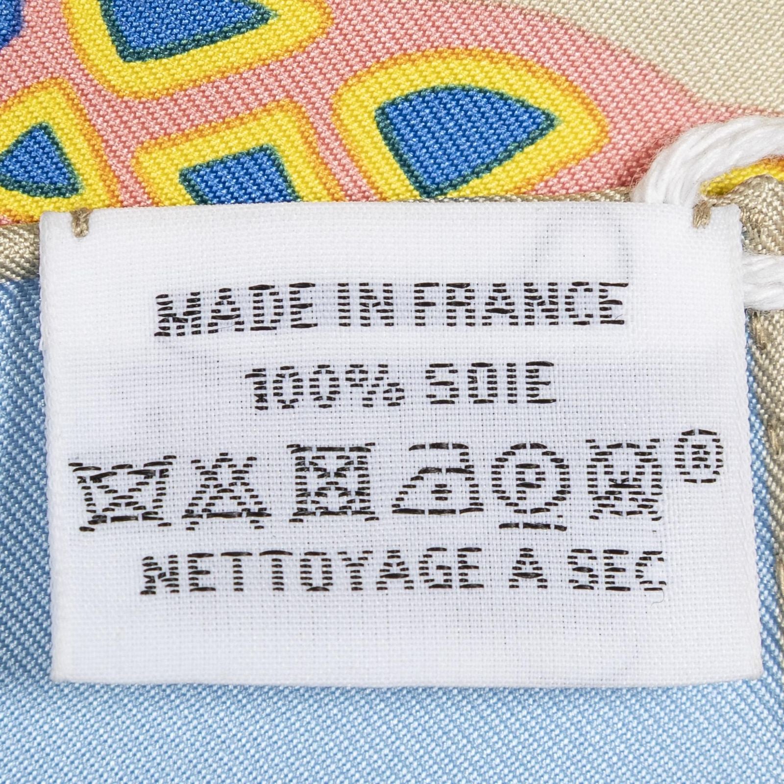 Hermes Scarf Light Blue Yellow Green Silk — view 5