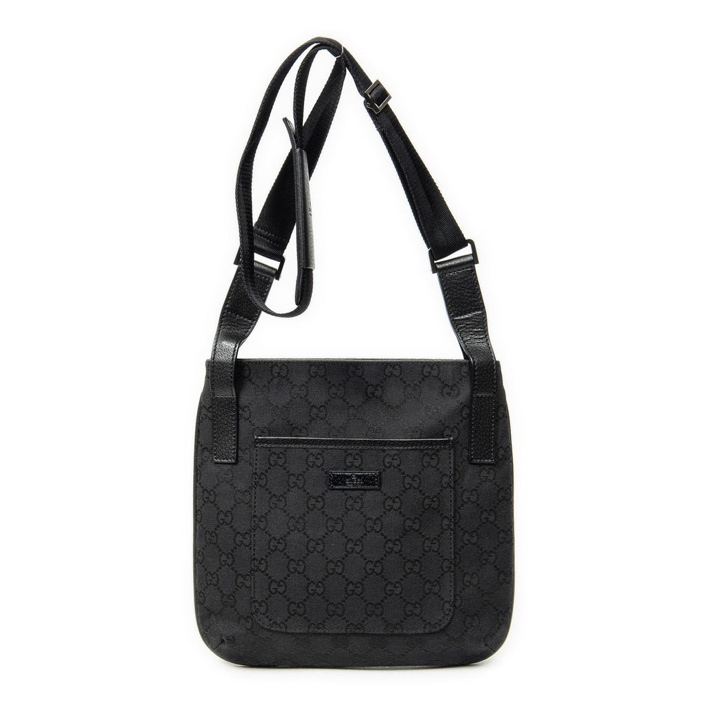 Gucci Front Slip Pocket Crossbody Black GG Canvas
