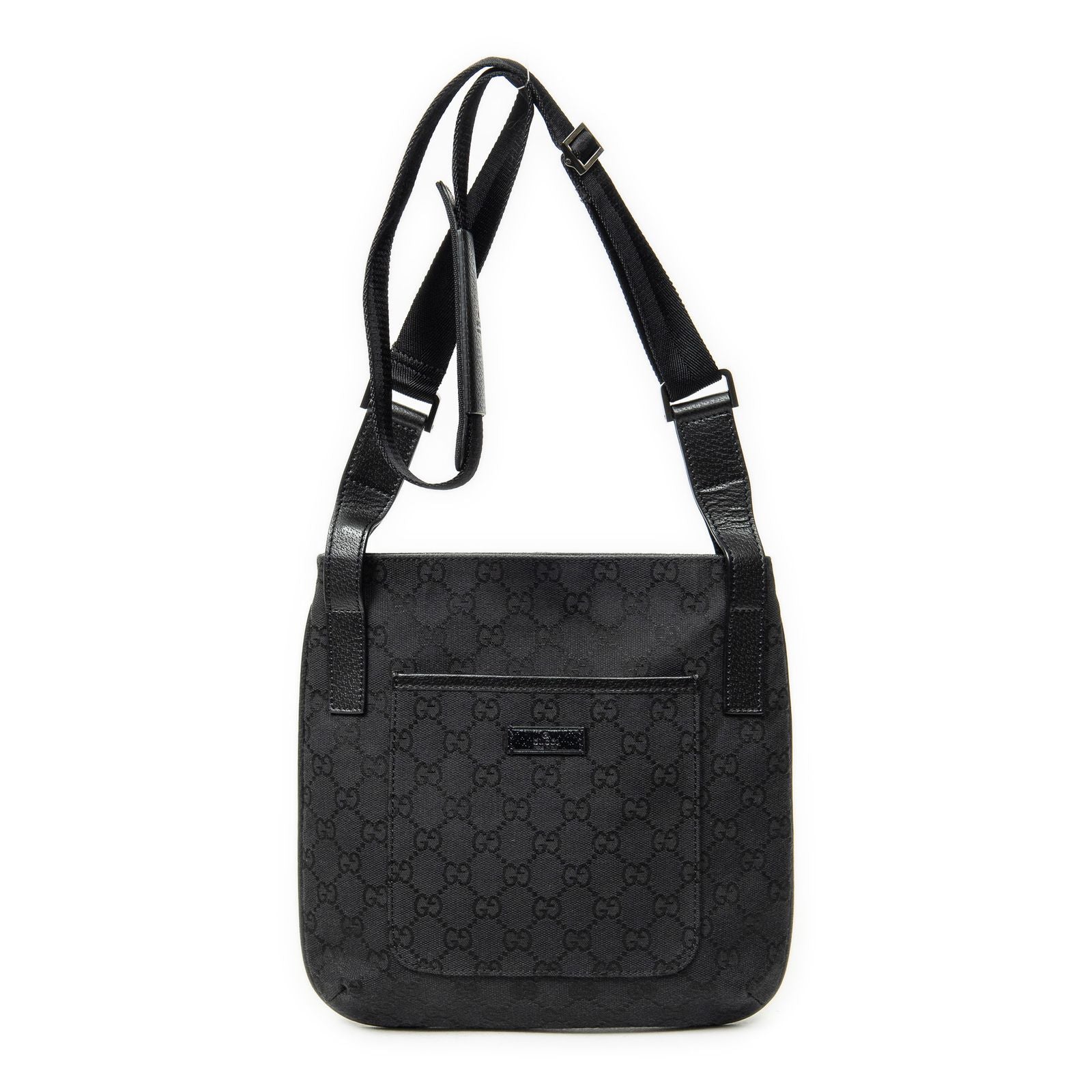 Gucci Front Slip Pocket Crossbody Black GG Canvas